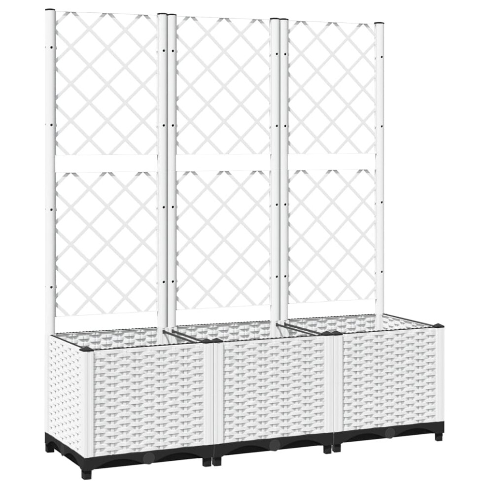 Vidaxl (, 120 X 40 X 136 Cm) Garden Planter With Trellis Pp Outdoor Raised Bed Flower Pot Planter White