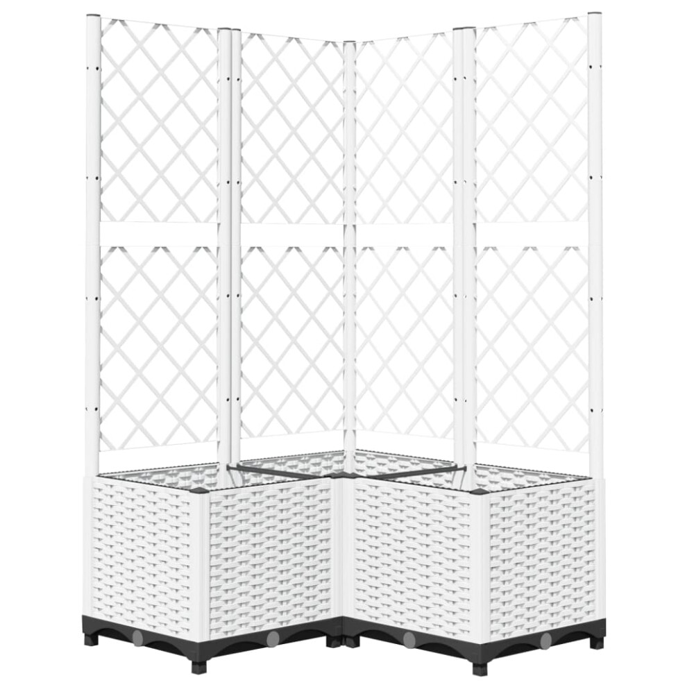 Vidaxl (, 80 X 80 X 136 Cm) Garden Planter With Trellis Pp Outdoor Raised Bed Flower Pot Planter White