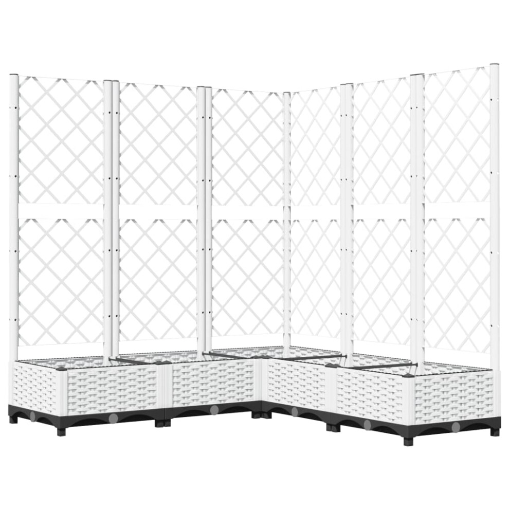 Vidaxl (White, 120 X 120 X 121.5 Cm) Garden Planter With Trellis Pp Outdoor Raised Bed Flower Pot Planter