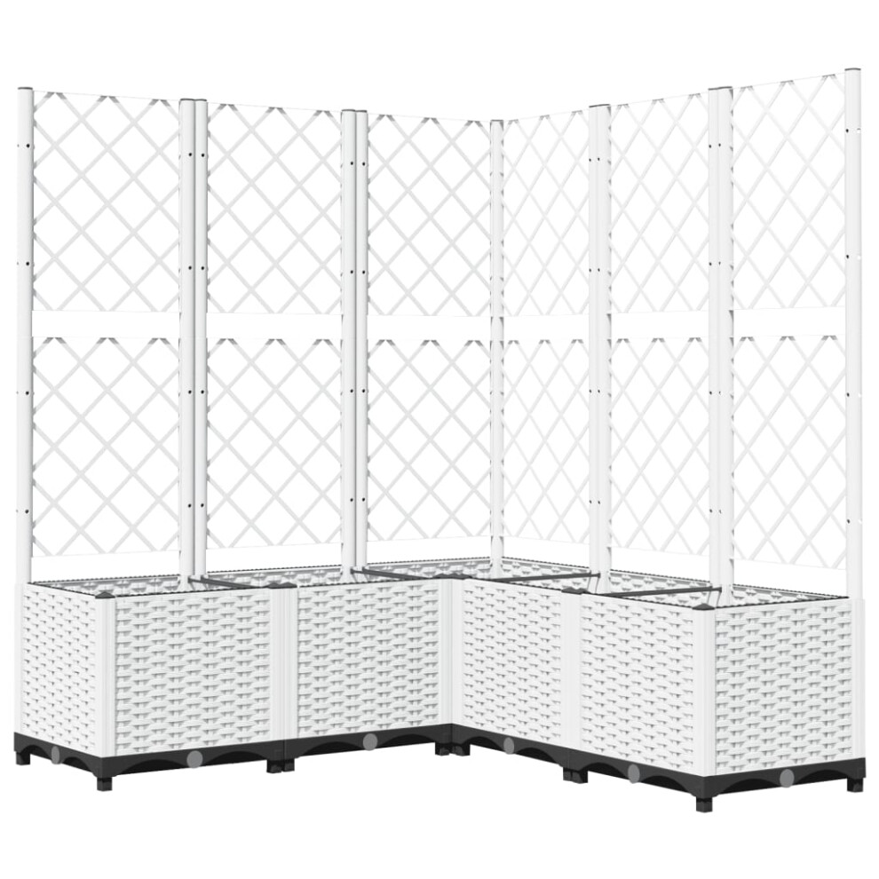 Vidaxl (, 120 X 120 X 136 Cm) Garden Planter With Trellis Pp Outdoor Raised Bed Flower Pot Planter White