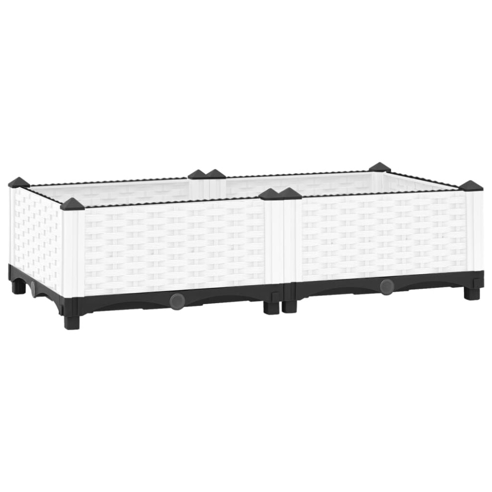 Vidaxl (, 80 X 40 X 23 Cm) Raised Bed Polypropylene Garden Planter Pot Planting Box Flower Pot White