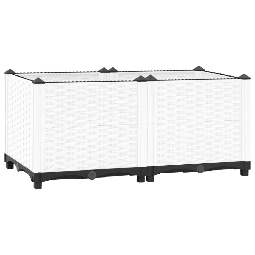 Vidaxl (White, 80 X 40 X 38 Cm) Raised Bed Polypropylene Garden Planter Pot Planting Box Flower Pot