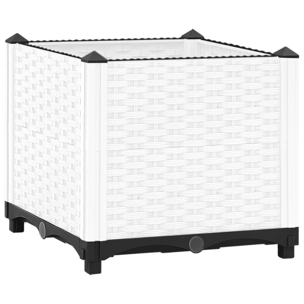 Vidaxl (, 40 X 40 X 38 Cm) Raised Bed Polypropylene Garden Planter Pot Planting Box Flower Pot White
