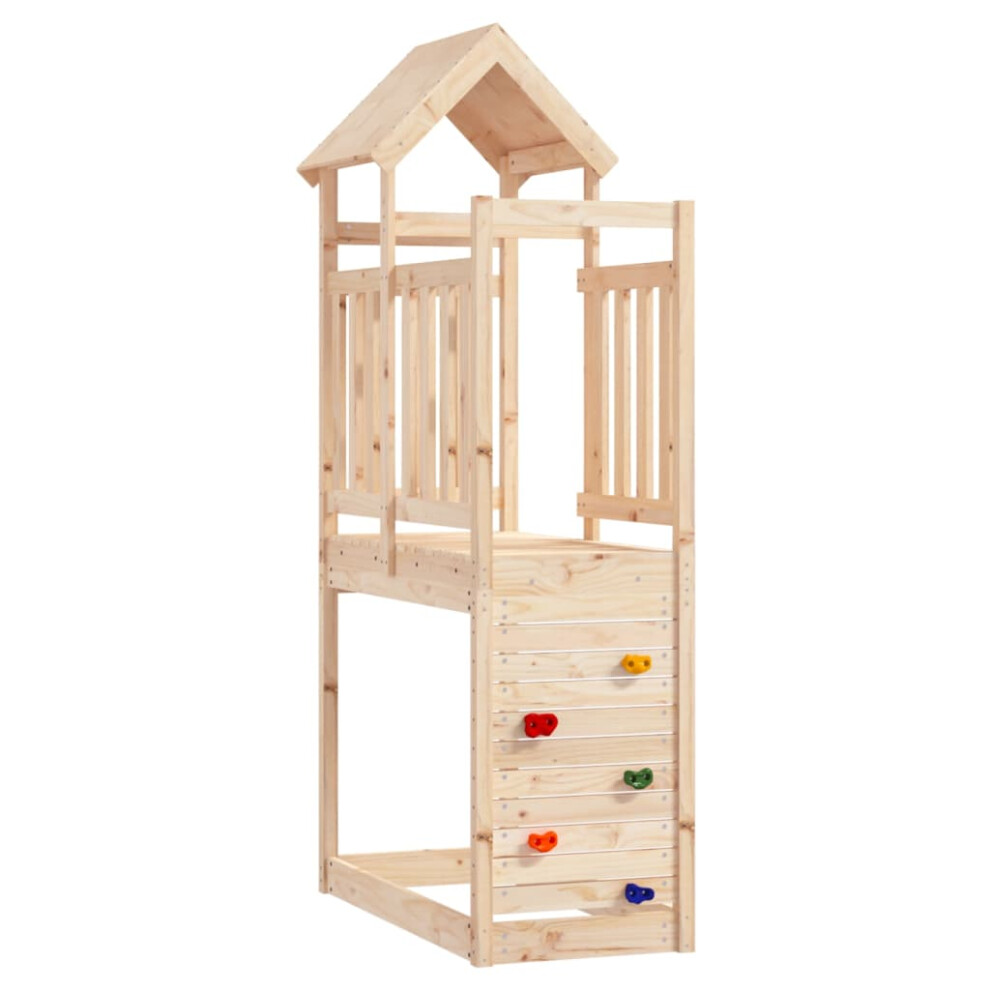 (solid pinewood) vidaXL Play Tower With Rockwall Kids Climbing Frame Play Tower Solid Wood