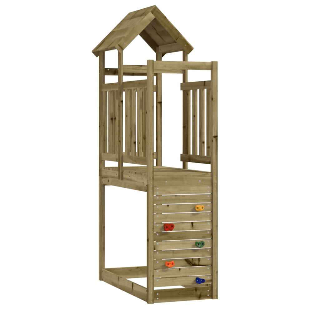 (solid impregnated pinewood) vidaXL Play Tower with Rockwall Kids Climbing Frame Play Tower Solid Wood