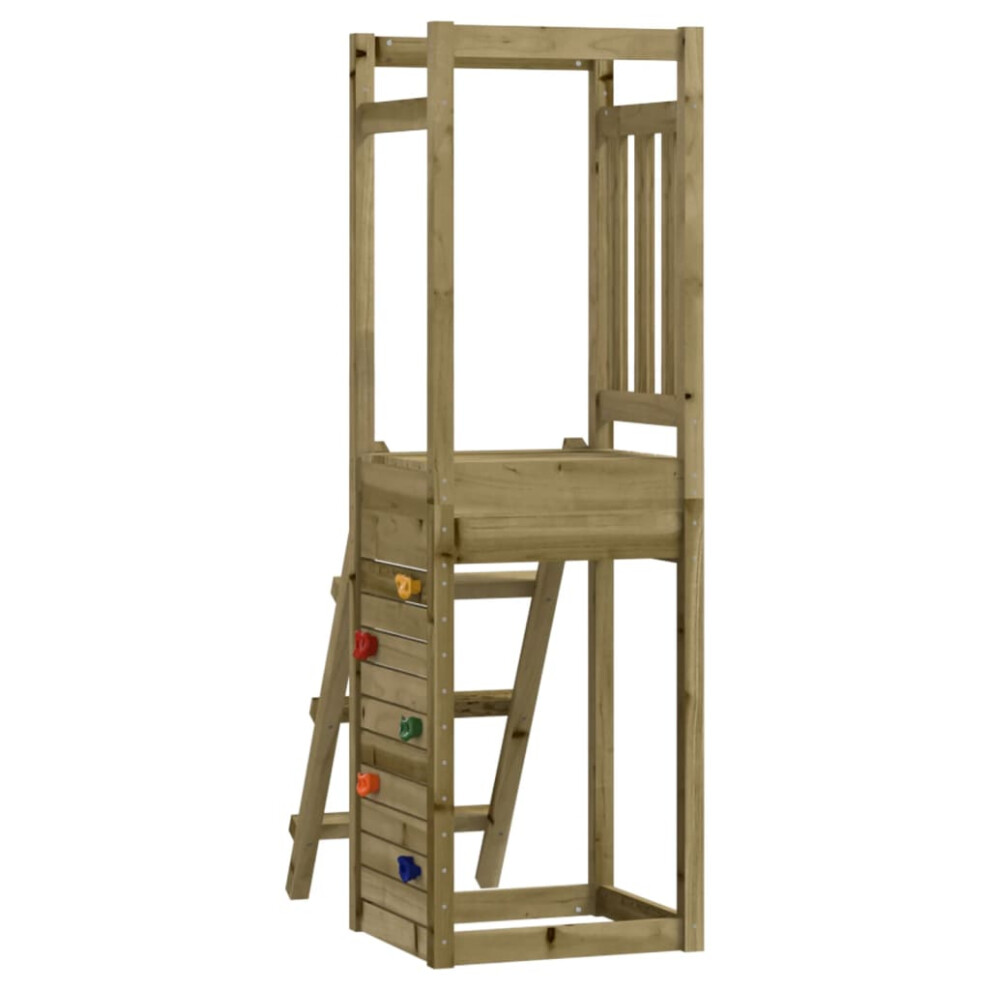 (solid impregnated pinewood) vidaXL Play Tower Climbing Frame with Ladder and Rockwall Kids Solid Wood Pine