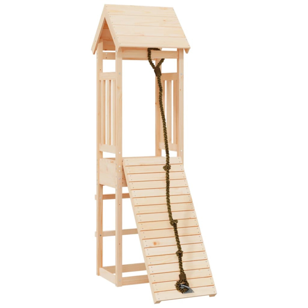 (solid pinewood) vidaXL Playhouse With Climbing Wall Children Play Climbing Frame Solid Wood