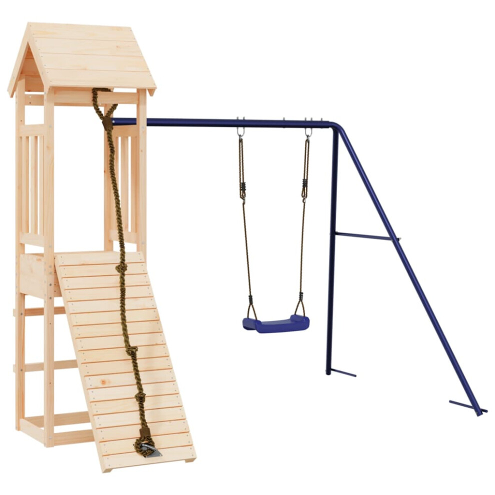 (solid pinewood) vidaXL Playhouse Climbing Frame with Climbing Wall Swing Kids Solid Wood Pine