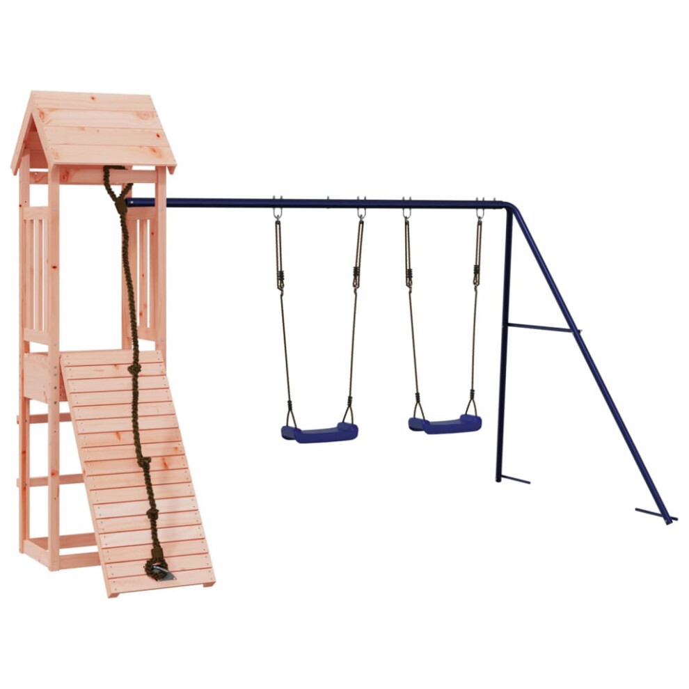 (solid douglas wood) vidaXL Playhouse Climbing Frame with Climbing Wall Swings Kids Solid Wood Pine