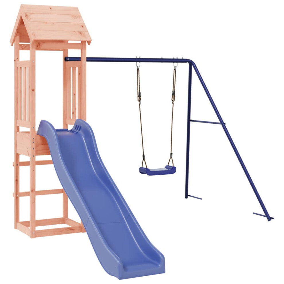 Vidaxl (Solid Douglas Wood) Playhouse Outdoor Climbing Frame Patio With Slide Swing Solid Wood Pine