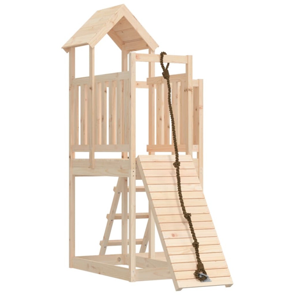 Vidaxl (Solid Pinewood) Playhouse With Climbing Wall Solid Wood Wooden Climbing Frame
