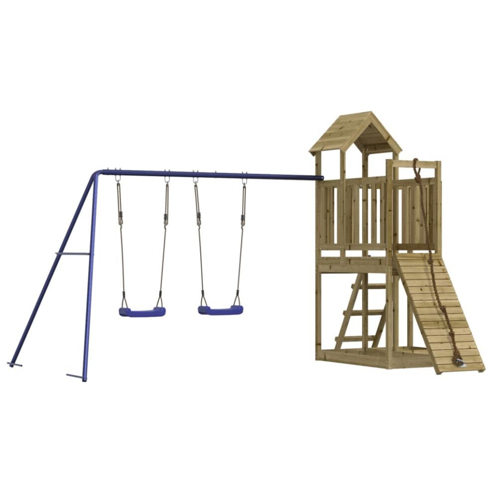 (solid impregnated pinewood) vidaXL Outdoor Playset Wooden Playground Set Swing Set Wood Pine