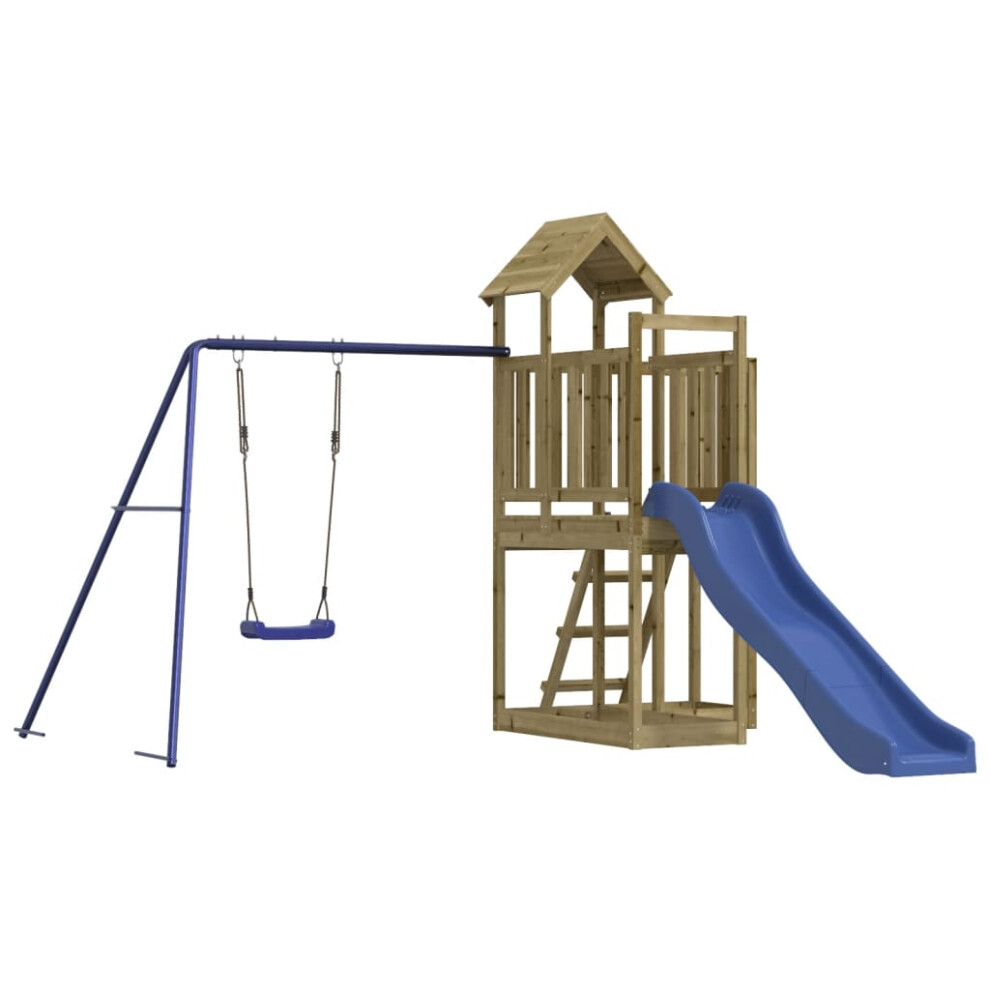 Vidaxl (Solid Impregnated Pinewood) Outdoor Playset Wooden Playground Set Kids Swing Set Solid Wood