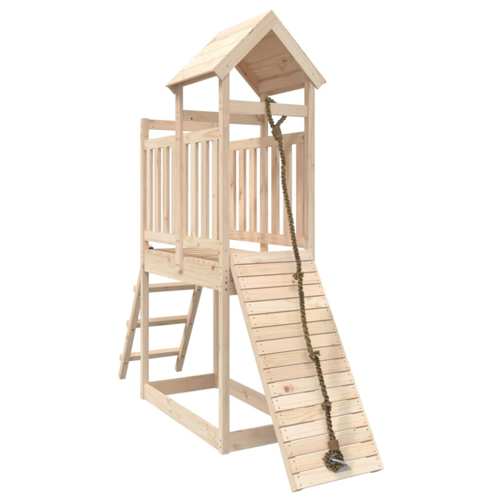 (solid pinewood) vidaXL Playhouse with Climbing Wall Wood Pine Wooden Play Frame