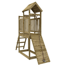 (solid impregnated pinewood) vidaXL Playhouse with Climbing Wall Wood Pine Wooden Play Frame