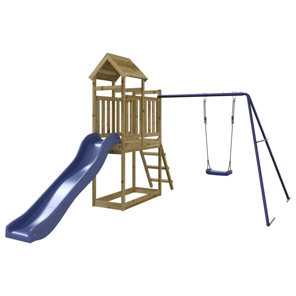 Vidaxl (Solid Impregnated Pinewood) Outdoor Playset Wooden Playground Set Kids Swing Set Solid Wood Pine