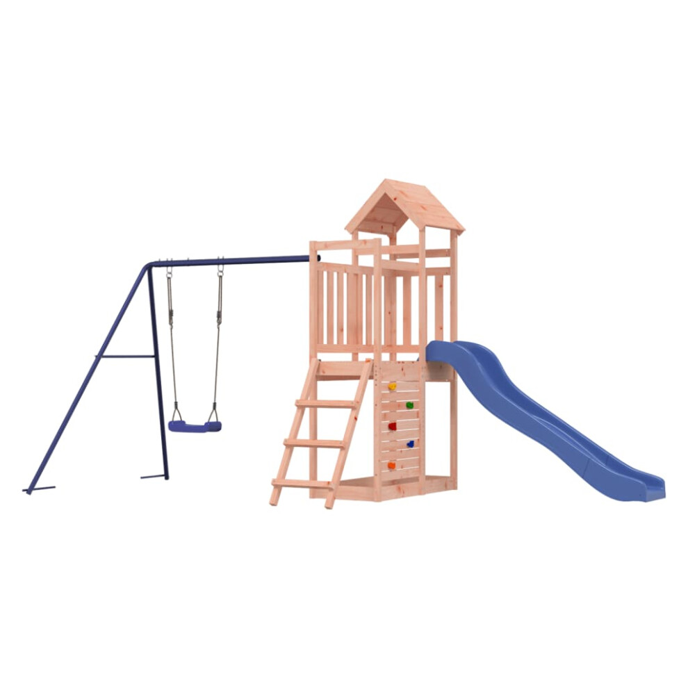 (solid Douglas wood) vidaXL Playhouse Climbing Frame With Slide Swing Rockwall Kids Solid Wood Pine