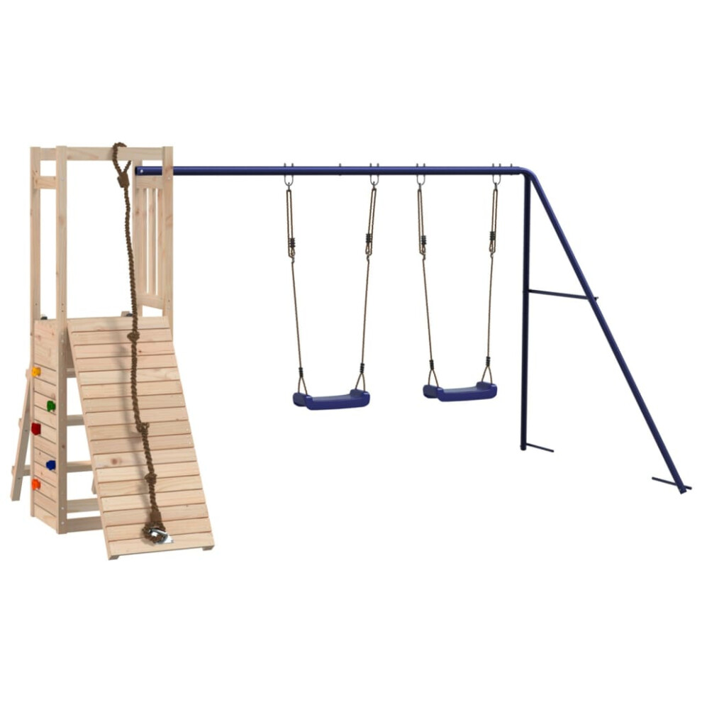 (solid pinewood) vidaXL Playhouse Climbing Frame with Swings Climbing Kids Wall Solid Wood Pine