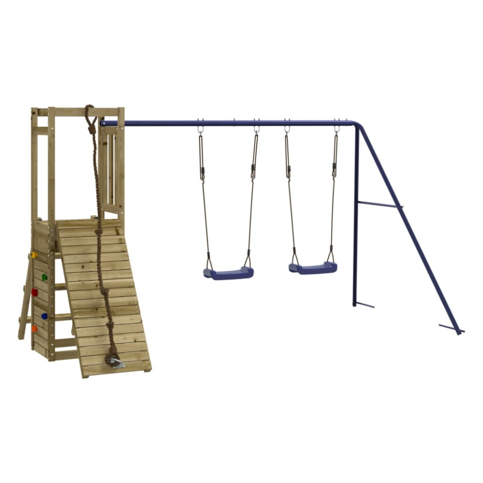 (solid impregnated pinewood) vidaXL Playhouse Climbing Frame with Swings Climbing Kids Wall Solid Wood Pine