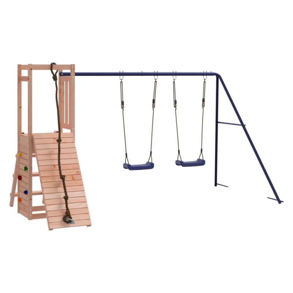 (solid douglas wood) vidaXL Playhouse Climbing Frame with Swings Climbing Kids Wall Solid Wood Pine