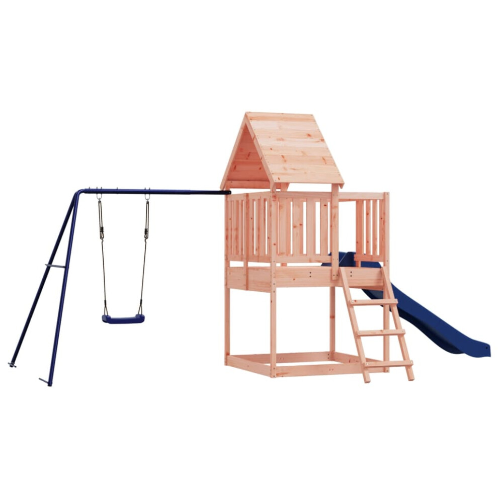 (solid douglas wood) vidaXL Playhouse Outdoor Kid Play with Slide Ladder Swing Solid Wood Pine