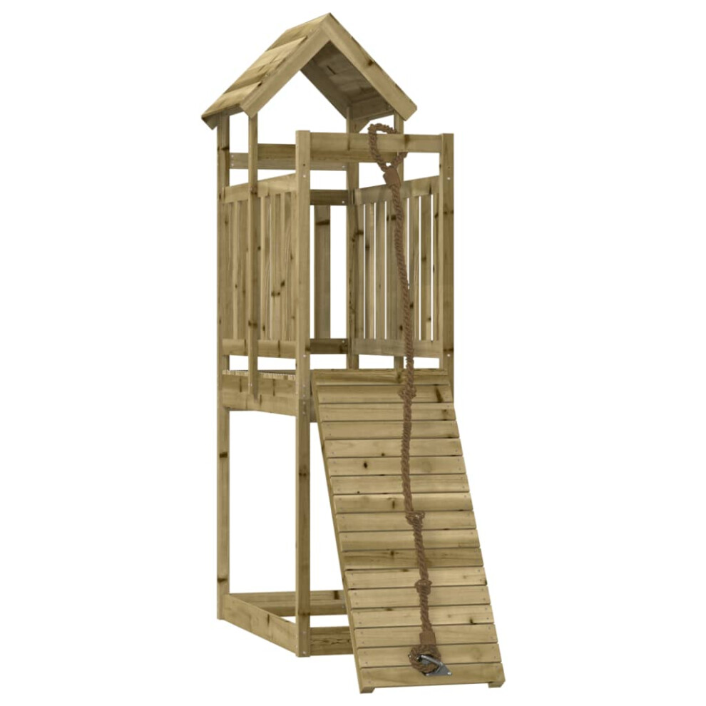 (solid impregnated pinewood) vidaXL Playhouse with Climbing Wall Impregnated Wood Pine Kids Climbing Frame