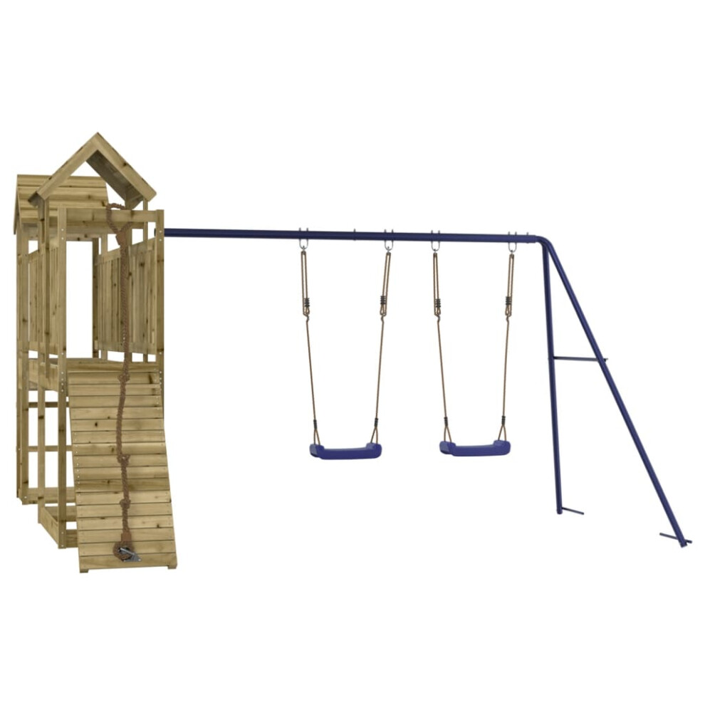 (solid impregnated pinewood) vidaXL Outdoor Playset Wooden Playground Set Kids Swing Set Solid Wood Douglas