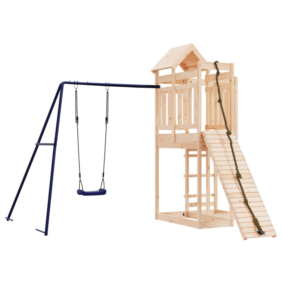 (solid pinewood) vidaXL Outdoor Playset Playhouse Play Tower Playground Set Solid Wood Douglas