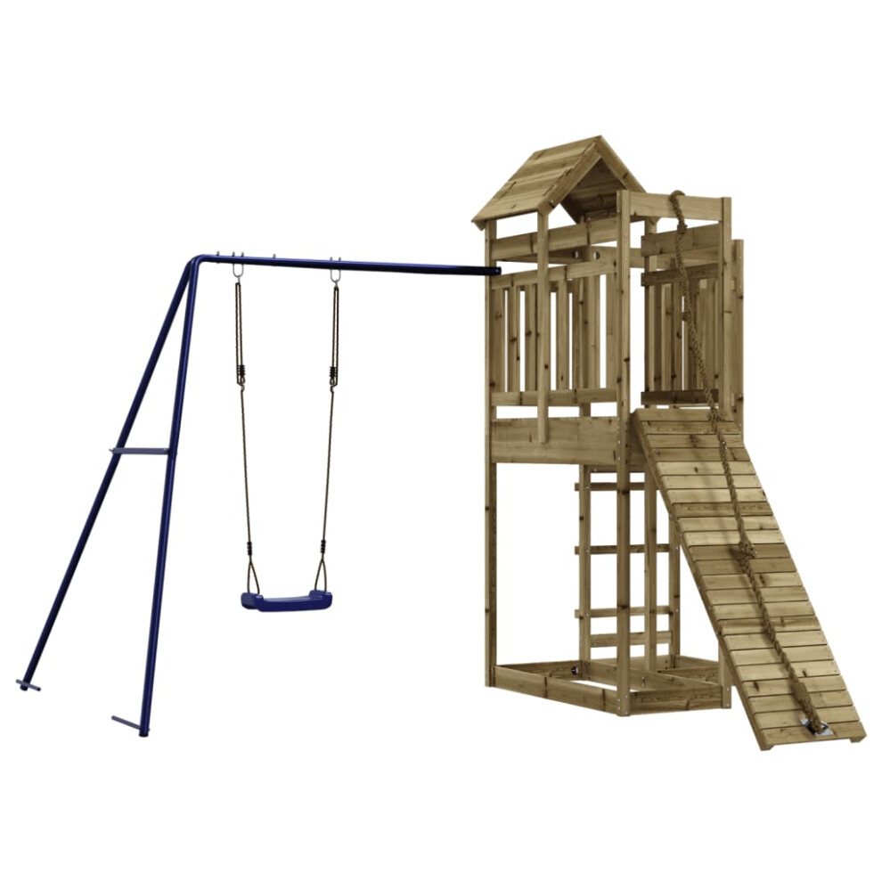 (solid impregnated pinewood) vidaXL Outdoor Playset Playhouse Play Tower Playground Set Solid Wood Douglas