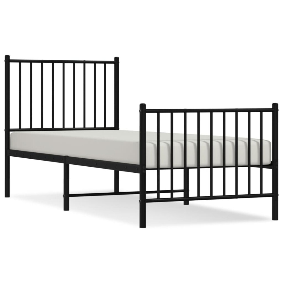 (75 x 190 cm, with headboard & footboard) vidaXL Metal Bed Frame with Headboard Bedroom Metal Platform Bed Base Bedstead