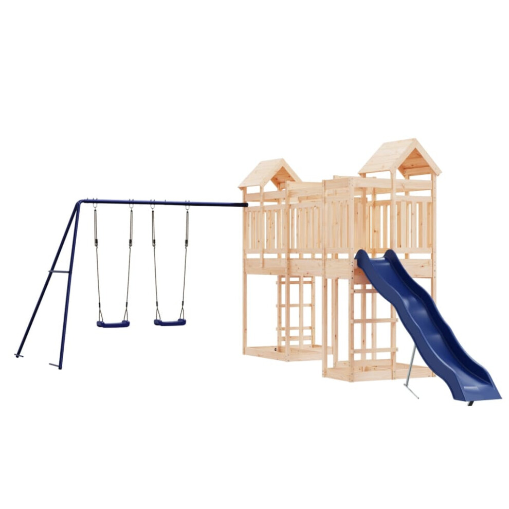 (solid pinewood) vidaXL Outdoor Playset Playhouse Play Tower Playground Set Solid Wood Douglas