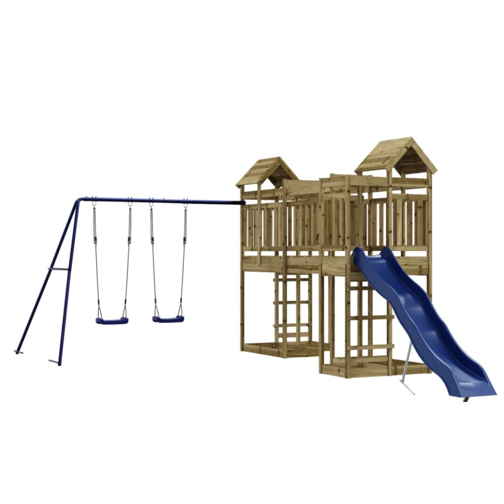 (solid impregnated pinewood) vidaXL Outdoor Playset Playhouse Play Tower Playground Set Solid Wood Douglas