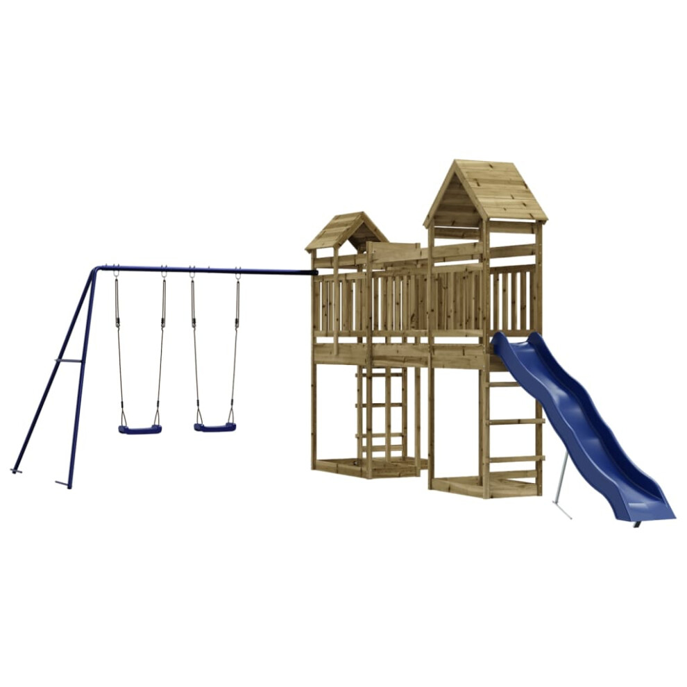 (solid impregnated pinewood) vidaXL Outdoor Playset Garden Playhouse Playground Set Impregnated Wood Pine