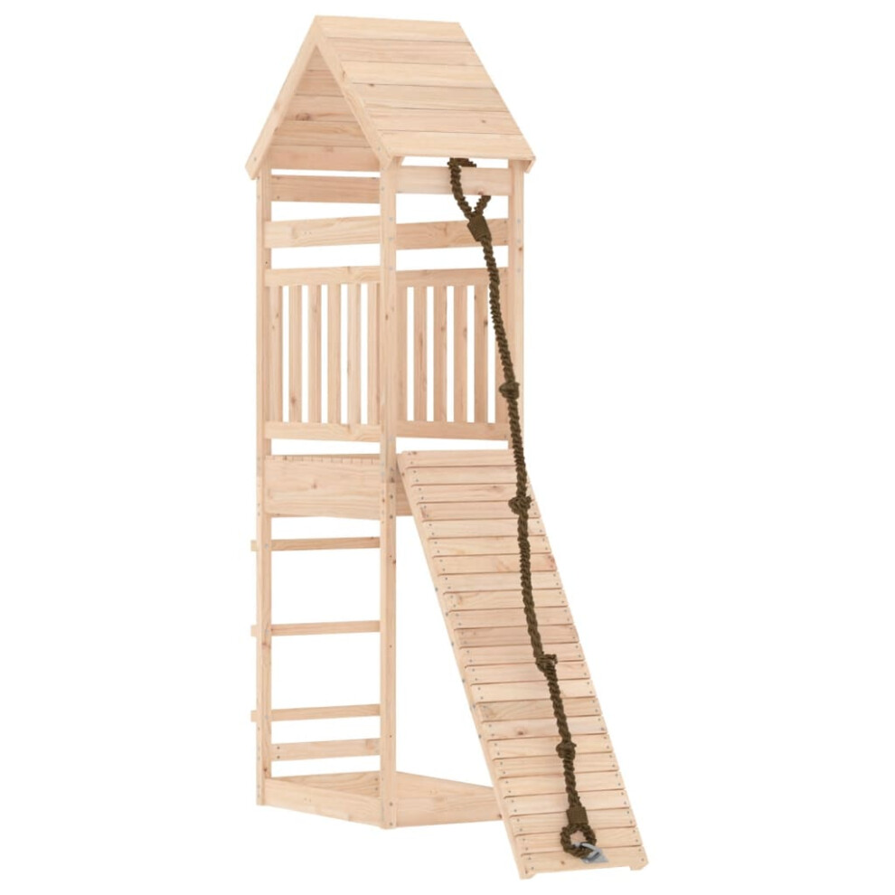 (solid pinewood) vidaXL Playhouse Outdoor Playset with Climbing Wall Play Tower Solid Wood Pine