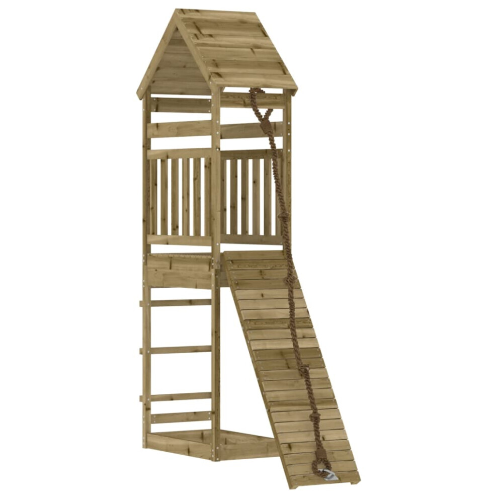 (solid impregnated pinewood) vidaXL Playhouse Outdoor Playset with Climbing Wall Play Tower Solid Wood Pine