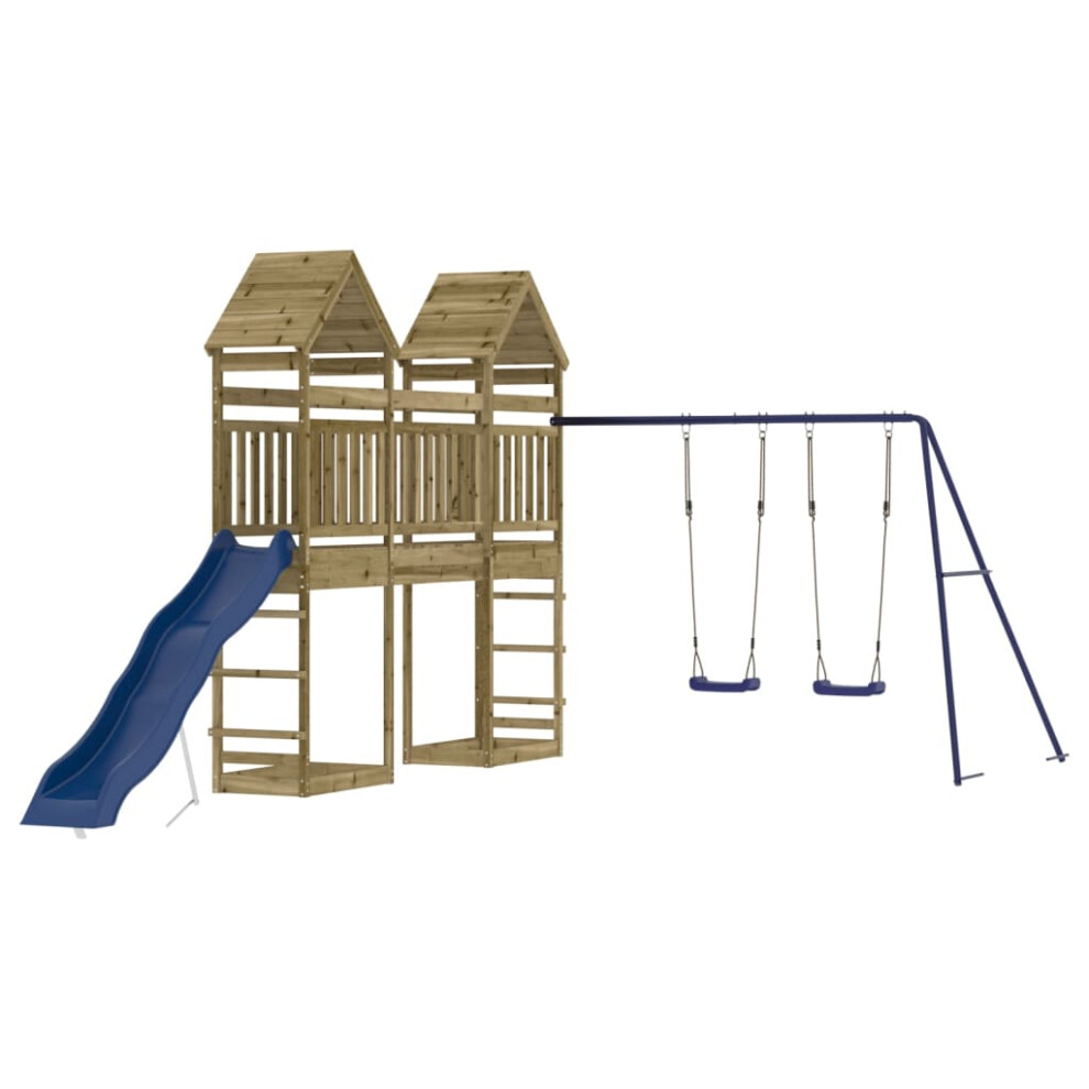 (solid impregnated pinewood) vidaXL Outdoor Playset Garden Playhouse Play Towers Impregnated Wood Pine