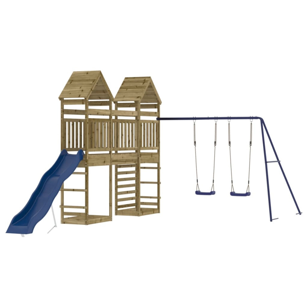 (solid impregnated pinewood) vidaXL Outdoor Playset Garden Playhouse Play Towers Impregnated Wood Pine