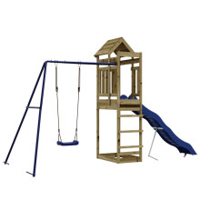 (solid impregnated pinewood) vidaXL Outdoor Playset Playhouse Play Tower Playground Set Solid Wood Douglas