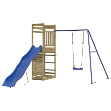 (solid impregnated pinewood) vidaXL Outdoor Playset Garden Playhouse Play Tower Set Impregnated Wood Pine
