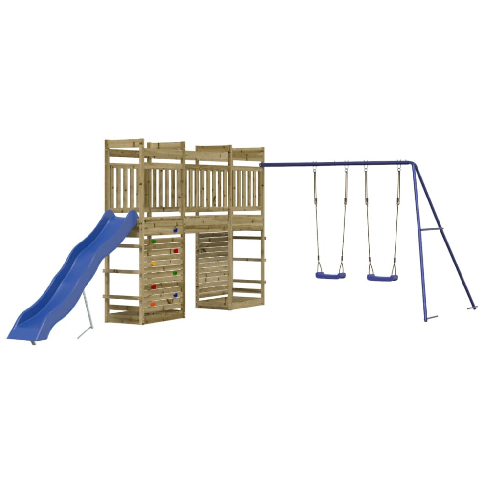 (solid impregnated pinewood) vidaXL Outdoor Playset Playhouse Play Towers Playground Set Solid Wood Douglas