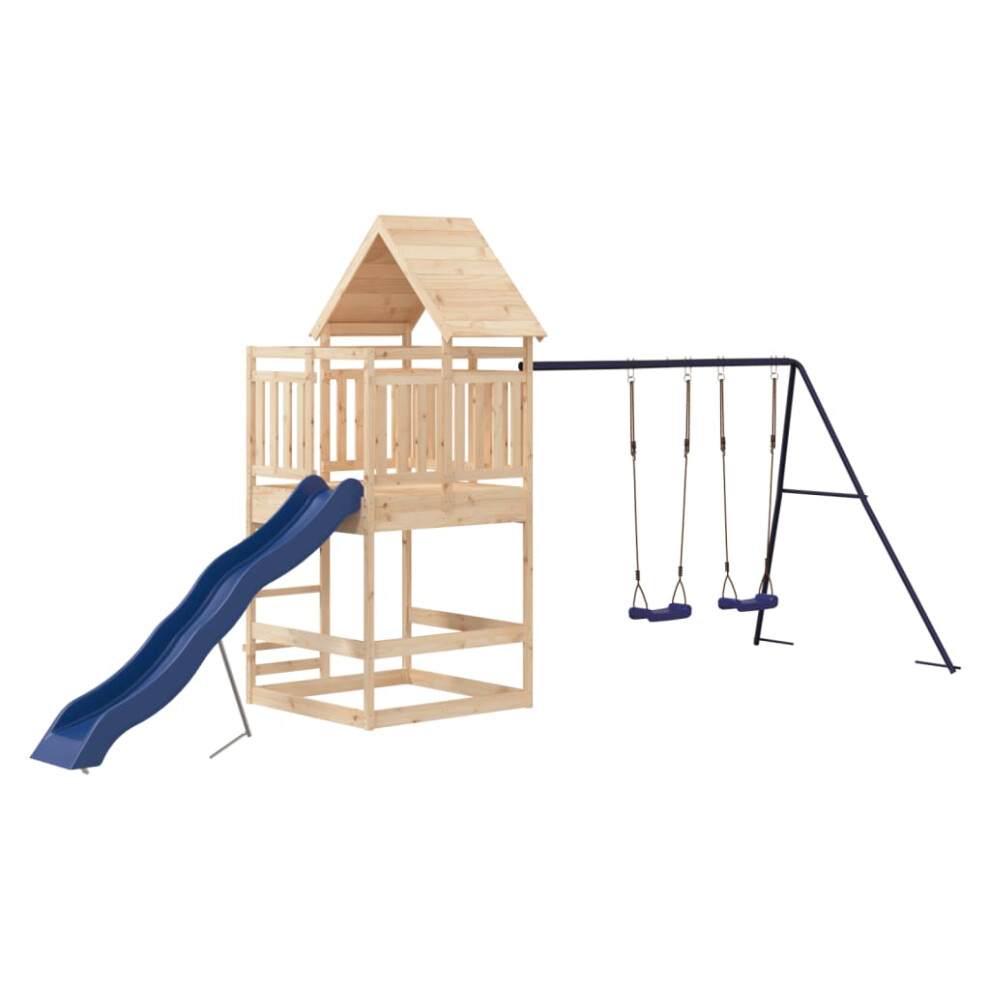 (solid pinewood) vidaXL Outdoor Playset Playhouse Play Tower Playground Set Solid Wood Pine