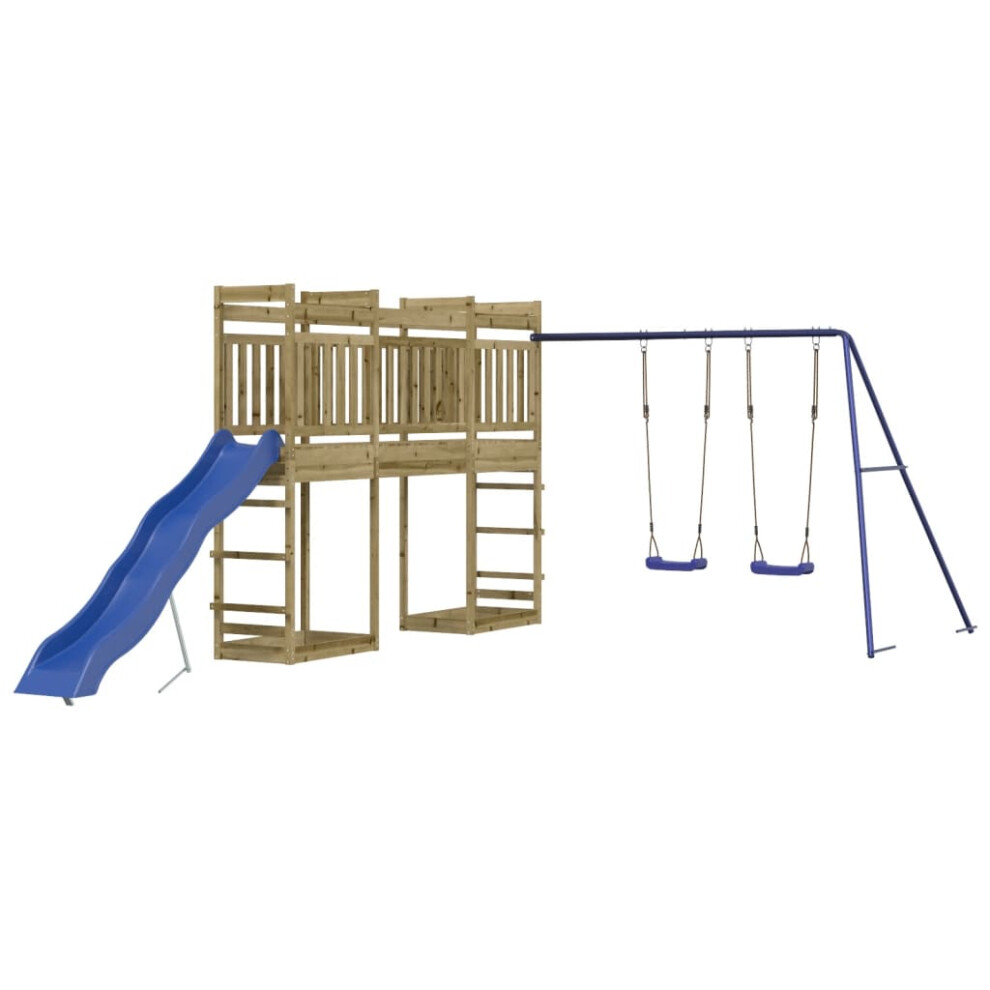 (solid impregnated pinewood) vidaXL Outdoor Playset Playhouse Play Towers Playground Set Solid Wood Pine