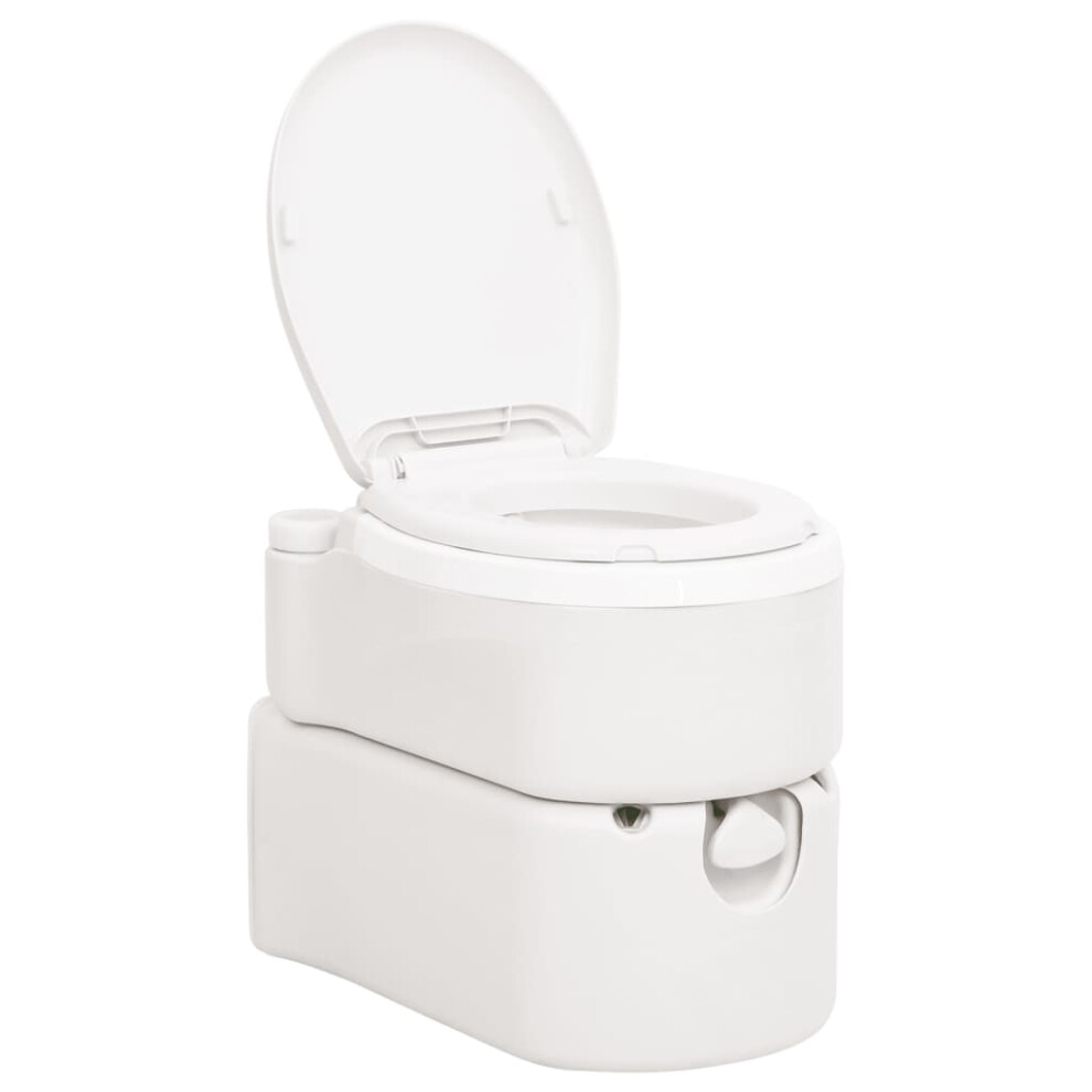 (plastic) vidaXL Integrated Camping Toilet Outdoor Portable Toilet White HDPE and Steel