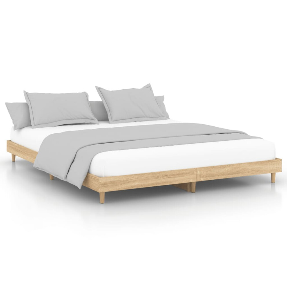 (sonoma oak, 200 x 200 cm) vidaXL Bed Frame Home Bedroom Bed Base Bedstead Platform Bed Engineered Wood