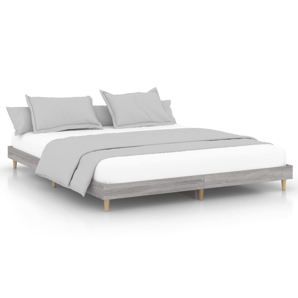 (grey sonoma, 200 x 200 cm) vidaXL Bed Frame Home Bedroom Bed Base Bedstead Platform Bed Engineered Wood