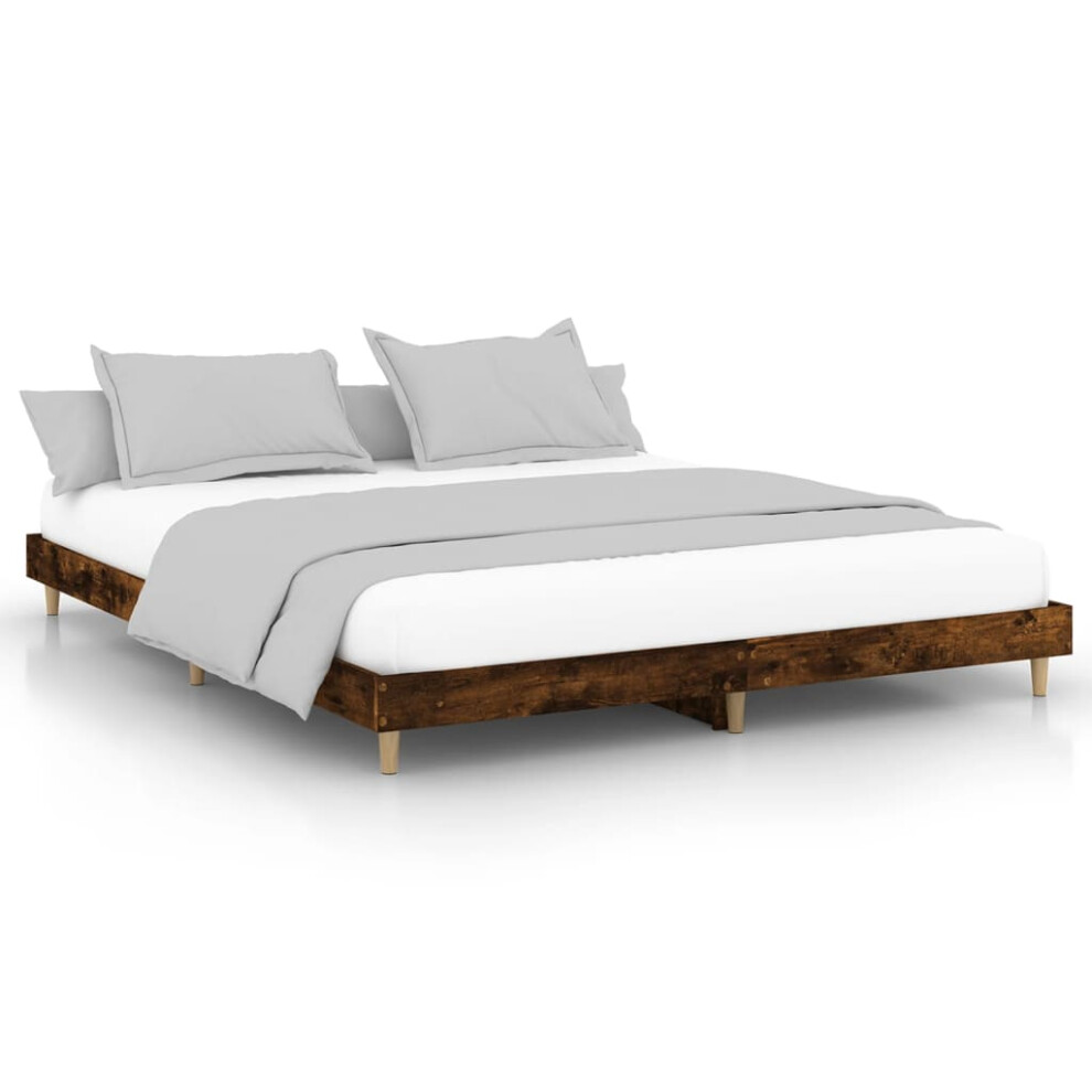 Vidaxl (Smoked Oak, 200 X 200 Cm) Bed Frame Home Bedroom Bed Base Bedstead Platform Bed Engineered Wood