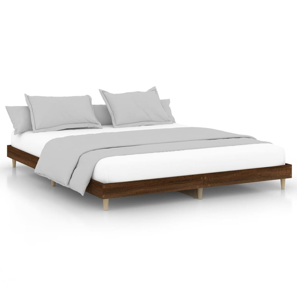 (brown oak, 200 x 200 cm) vidaXL Bed Frame Home Bedroom Bed Base Bedstead Platform Bed Engineered Wood