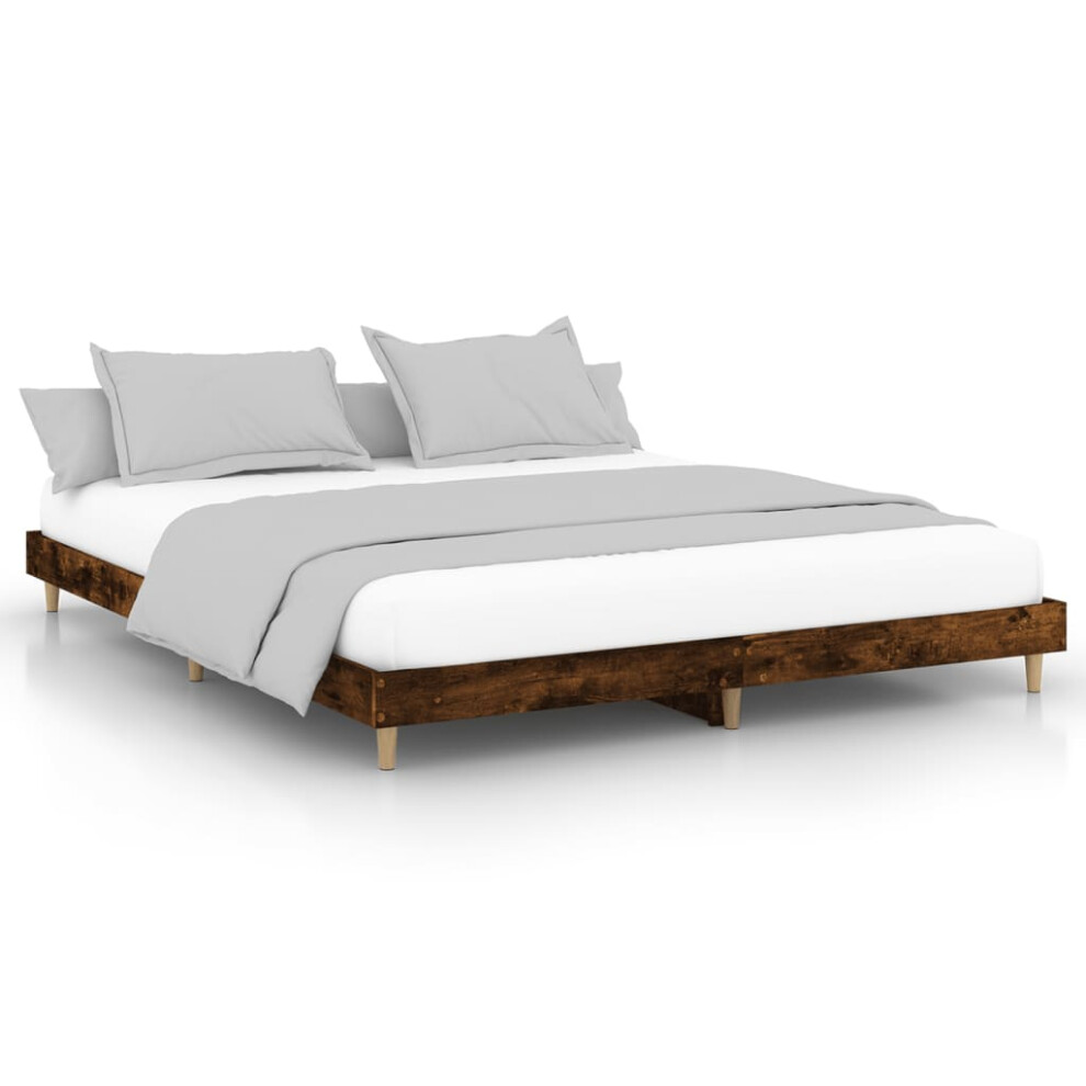 (smoked oak, 180 x 200 cm) vidaXL Bed Frame Home Bedroom Bed Base Bedstead Platform Bed Engineered Wood