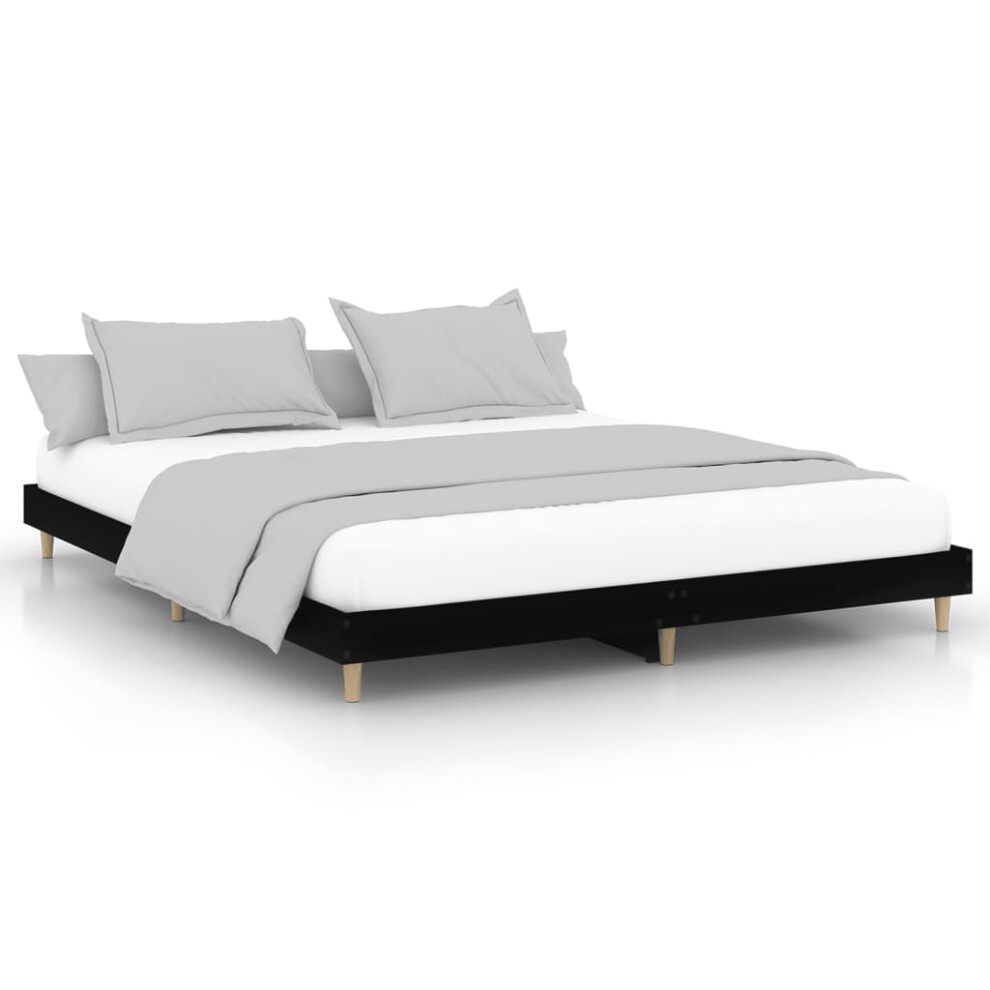 (black, 150 x 200 cm) vidaXL Bed Frame Home Bedroom Bed Base Bedstead Platform Bed Engineered Wood