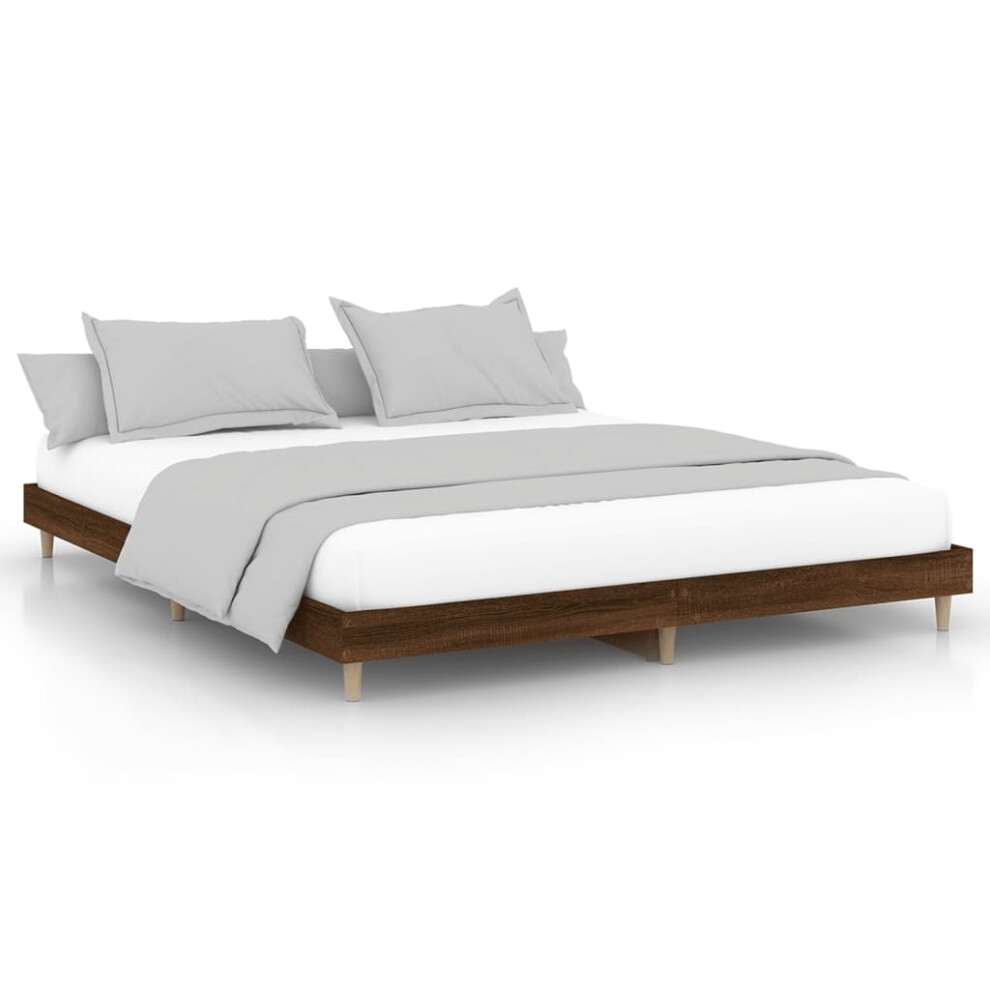 (brown oak, 140 x 200 cm) vidaXL Bed Frame Home Bedroom Bed Base Bedstead Platform Bed Engineered Wood